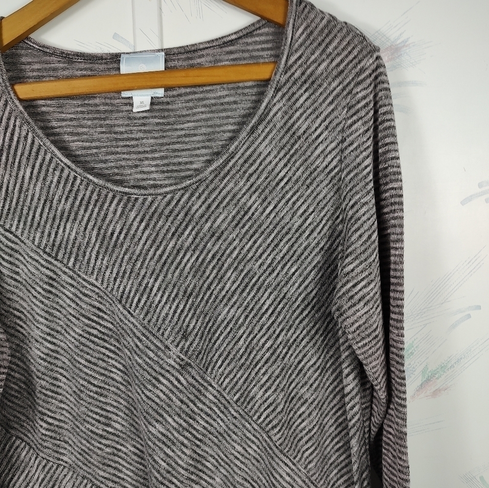 Sunday Gray Striped Knit Top XL - Picture 2 of 9